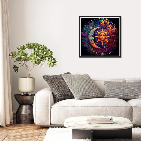 Sun and Moon Diamond Painting Kits for Adults， Sun and Moon Diamond Art Kits for Adults,DIY Full Drill Diamond Painting Gem Art and Crafts 14x14inch in Saudi Arabia