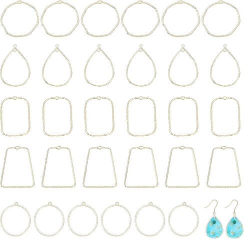 CHGCRAFT 30Pcs 5Styles Open Back Bezel Pendants Geometric Hollow Frame Rectangle Ring Charms for DIY UV Resin Pressed Flower Jewelry Making in Saudi Arabia