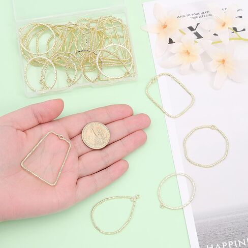 CHGCRAFT 30Pcs 5Styles Open Back Bezel Pendants Geometric Hollow Frame Rectangle Ring Charms for DIY UV Resin Pressed Flower Jewelry Making in Saudi Arabia