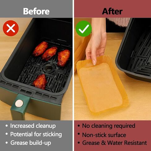 100PCS Air Fryer Liners for Ninja, 8.6 x 5.5 inch Disposable Air Fryer Paper Dual Basket, Non-Stick Unbleached Parchment Paper Baking Accessories Liners for Natural Ninja DZ201 DZ401 in Saudi Arabia