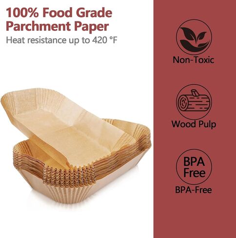 100PCS Air Fryer Liners for Ninja, 8.6 x 5.5 inch Disposable Air Fryer Paper Dual Basket, Non-Stick Unbleached Parchment Paper Baking Accessories Liners for Natural Ninja DZ201 DZ401 in Saudi Arabia