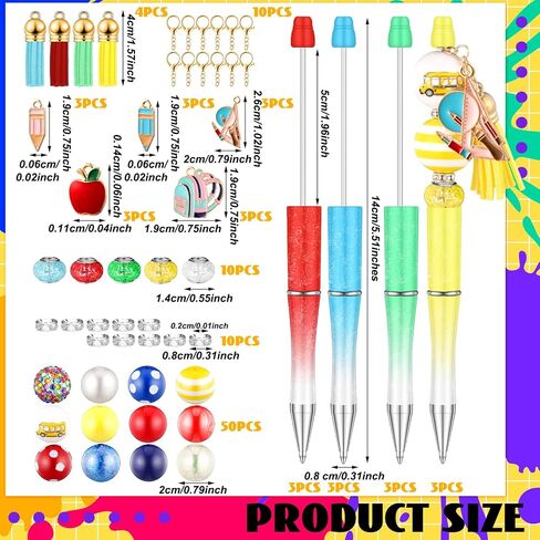 142 PCS Halloween Beadable Pen Halloween Classroom Gifors Making Kit 12 Balloved Point Pen 50 Beads 40 Spacer Beads 20 Pendants 20 Lobster Clasp for DIY Supplies (bag School Bag) in Kuwait