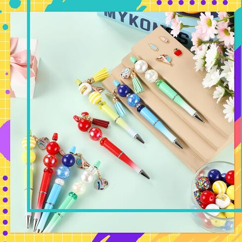 142 PCS Halloween Beadable Pen Halloween Classroom Gifors Making Kit 12 Balloved Point Pen 50 Beads 40 Spacer Beads 20 Pendants 20 Lobster Clasp for DIY Supplies (bag School Bag) in Kuwait