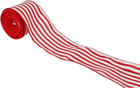 Striped Wired Edge Ribbon 2.5 Inch White Natural Color Stripe Craft Ribbon Farmhouse Fabric Ribbon for DIY Projects, Gift Wrapping, Wreaths, Christmas Decoration (Natural) in Saudi Arabia