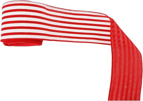 Striped Wired Edge Ribbon 2.5 Inch White Natural Color Stripe Craft Ribbon Farmhouse Fabric Ribbon for DIY Projects, Gift Wrapping, Wreaths, Christmas Decoration (Natural) in Saudi Arabia
