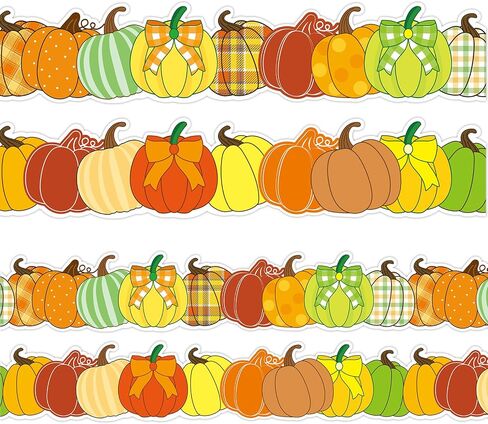Fancy Land Fall Pumpkin Bulletin Board Border 49.2ft Per Roll Two Sided Printed Die Cut Border Trim Fall Thanksgiving Classroom Decorations in Saudi Arabia