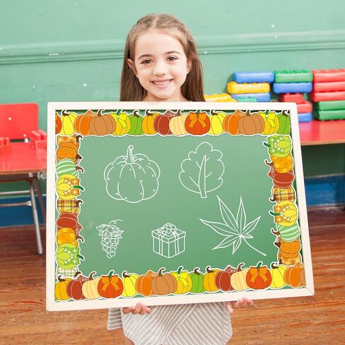 Fancy Land Fall Pumpkin Bulletin Board Border 49.2ft Per Roll Two Sided Printed Die Cut Border Trim Fall Thanksgiving Classroom Decorations in Saudi Arabia