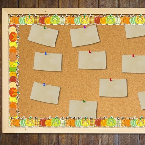 Fancy Land Fall Pumpkin Bulletin Board Border 49.2ft Per Roll Two Sided Printed Die Cut Border Trim Fall Thanksgiving Classroom Decorations in Saudi Arabia