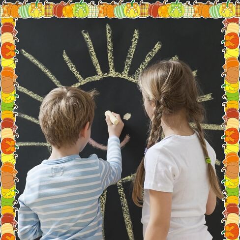 Fancy Land Fall Pumpkin Bulletin Board Border 49.2ft Per Roll Two Sided Printed Die Cut Border Trim Fall Thanksgiving Classroom Decorations in Saudi Arabia