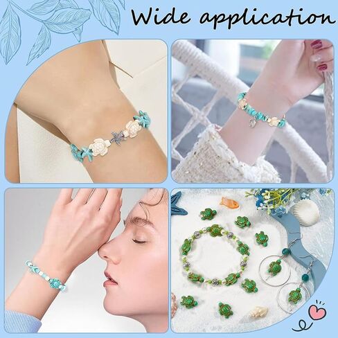 Sunnyclue 1 Box 120pcs Turtle Turtle Beads Bulk Sea Turtle Tharms Blue Green White Beads Tortoise Hythetic Howlite Turquoise Bead Summer Ocean Ocean Animal Beads for Jewelry Making Diy Resker Kit in Saudi Arabia