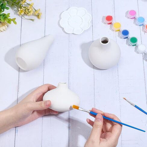Webeedy 3 مجموعات مجموعة الطلاء Pottery Paints للبالغين المبتدئين طلاء الخاص بك من مزهرية الخزفية البيضاء تشمل الدهانات وفرشاة الطلاء وديكورات Windows Home التعليمية in Saudi Arabia