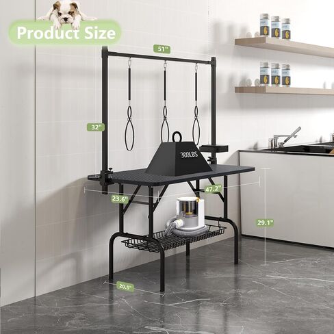 VFK 36''/47''Large Dog Grooming Table, Foldable Pet Station at Home, Dog Grooming Table,Adjustable Cat Drying Desktop with Arms, Nooses, Mesh Tray (Basic pet Table, 36" Blue) in Saudi Arabia