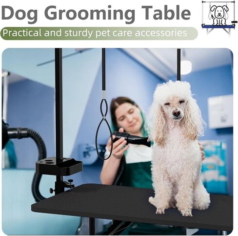 VFK 36''/47''Large Dog Grooming Table, Foldable Pet Station at Home, Dog Grooming Table,Adjustable Cat Drying Desktop with Arms, Nooses, Mesh Tray (Basic pet Table, 36" Blue) in Saudi Arabia