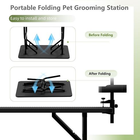 VFK 36''/47''Large Dog Grooming Table, Foldable Pet Station at Home, Dog Grooming Table,Adjustable Cat Drying Desktop with Arms, Nooses, Mesh Tray (Basic pet Table, 36" Blue) in Saudi Arabia