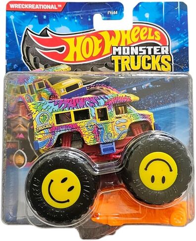 Hot Wheels Monster Trucks, Wreckreational Tie-Dye Design, Smiley Face Wheels in Saudi Arabia
