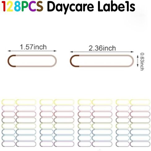 128Pcs Daycare Labels, Waterproof Reusable Name Labels for Kids School Stuff, Multipurpose Baby Bottle Stickers for Breastmilk Bottles Lunch Box (128) in Saudi Arabia