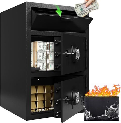 انخفاض آمن للأعمال - صناديق آمنة للخدمة الثقيلة 9.5 cu ft ودائع مع انخفاض الفتحات الخزائن الخزائن الرقمية لمكافحة الصيد الودي in Kuwait