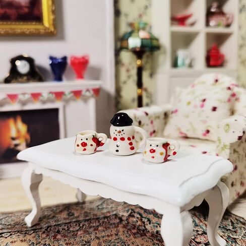 مجموعة واحدة من أكواب القهوة في عيد الميلاد ، Dollhouse Miniature Ceramic Coffee Mugs Mini Tea Cucts لمجموعات إكسسوارات مطبخ Dollhouse Dollhouse in Kuwait