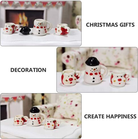مجموعة واحدة من أكواب القهوة في عيد الميلاد ، Dollhouse Miniature Ceramic Coffee Mugs Mini Tea Cucts لمجموعات إكسسوارات مطبخ Dollhouse Dollhouse in Kuwait
