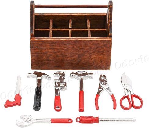 Odoria 1/12 Miniature Toolbox with 8Pcs Tools Dollhouse Garage Accessories in Saudi Arabia