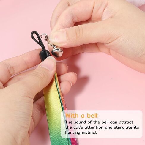 5 PCS Cat Toys استبدال عصا ، لعبة قوس قزح قوس قزح التفاعلية ، صغار القطط المحمولة ، ألعاب ملحق القطط الشريط مع الجرس لمعظم القطط قطط الحيوانات الأليفة الصغيرة in Kuwait