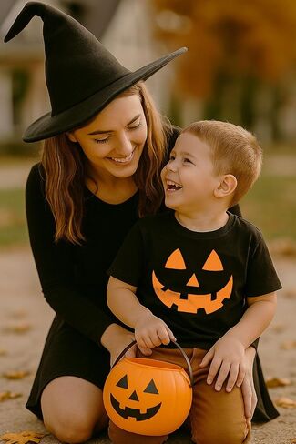 Tstars Jack O' Lantern Spooky Pumpkin Face Shirt - Boys, Girls & Toddler Halloween T-Shirt for Kids in Saudi Arabia