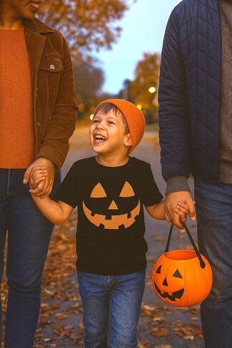 Tstars Jack O' Lantern Spooky Pumpkin Face Shirt - Boys, Girls & Toddler Halloween T-Shirt for Kids in Saudi Arabia