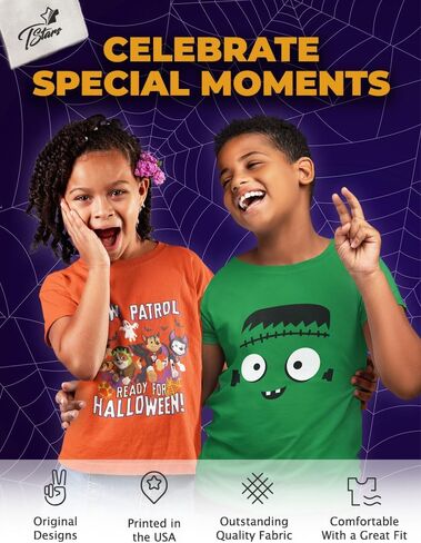 Tstars Jack O' Lantern Spooky Pumpkin Face Shirt - Boys, Girls & Toddler Halloween T-Shirt for Kids in Saudi Arabia