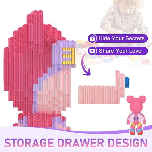 Bear Building Builds with Organizer Bins (4500pcs) ، ودرج الفلورسنت ودرج Stroage ، هدية للبالغين والأطفال ، مثالية للديكور المنزلي والمكاتب ، دليل مستخدم رمز الاستجابة السريعة ، 8884 in Saudi Arabia