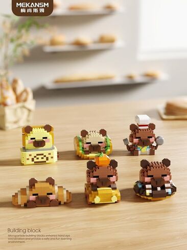 6 مجموعة لطيفة Capybara Baking Bread Series Mini Building Toy Kawaii الحيوانات مجموعة مباني الحيوانات الأليفة الرائعة الرائعة من الطوب الطوب. in Kuwait