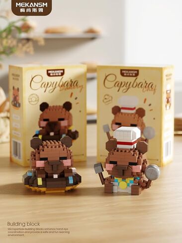 6 مجموعة لطيفة Capybara Baking Bread Series Mini Building Toy Kawaii الحيوانات مجموعة مباني الحيوانات الأليفة الرائعة الرائعة من الطوب الطوب. in Kuwait