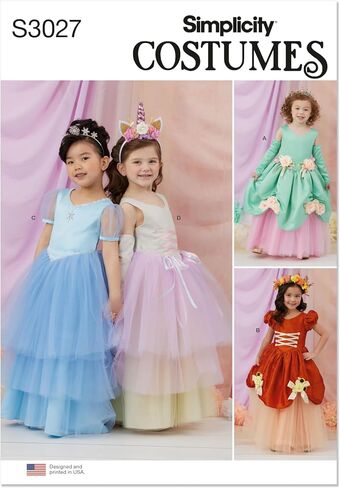 Simplicity SS3027A Children's Costumes Sewing Pattern Packet, Design Code S3027, Sizes 3-4-5-6-7-8, Multicolor in Saudi Arabia