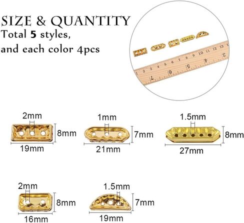 Pandahall Elite 48 PCS 6 Styles 2 Colours Multi Hole Bar Bar Spacers Links with Grade A Rhinestone لصنع المجوهرات ، الذهبي/الفضي in Saudi Arabia