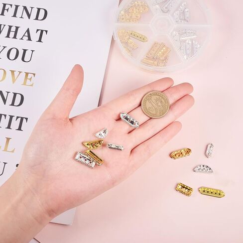 Pandahall Elite 48 PCS 6 Styles 2 Colours Multi Hole Bar Bar Spacers Links with Grade A Rhinestone لصنع المجوهرات ، الذهبي/الفضي in Saudi Arabia