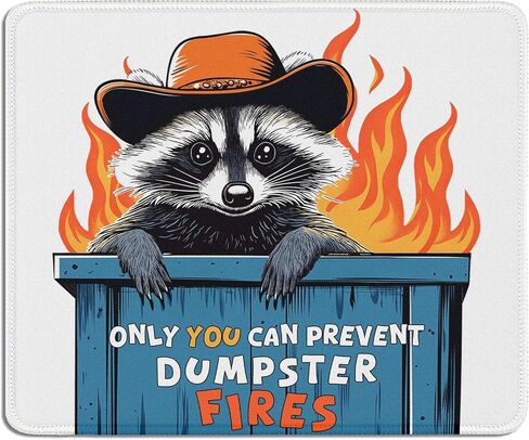 Funny Dumpster Fire Raccoon Mouse Pad for Desk, Only You Can Prevent Dumpster Fires Mousepad for Computers Laptop Desk Home Office Dorm, Raccoon Lover Gifts for Women Coworkers, 7.9x7.9 Inch in Saudi Arabia
