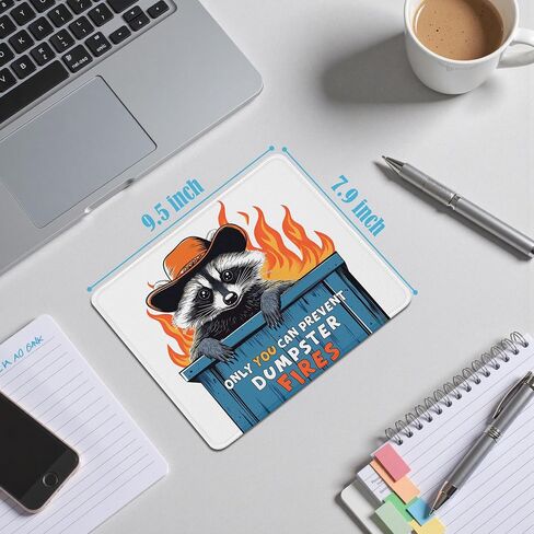 Funny Dumpster Fire Raccoon Mouse Pad for Desk, Only You Can Prevent Dumpster Fires Mousepad for Computers Laptop Desk Home Office Dorm, Raccoon Lover Gifts for Women Coworkers, 7.9x7.9 Inch in Saudi Arabia