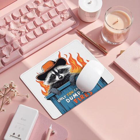 Funny Dumpster Fire Raccoon Mouse Pad for Desk, Only You Can Prevent Dumpster Fires Mousepad for Computers Laptop Desk Home Office Dorm, Raccoon Lover Gifts for Women Coworkers, 7.9x7.9 Inch in Saudi Arabia