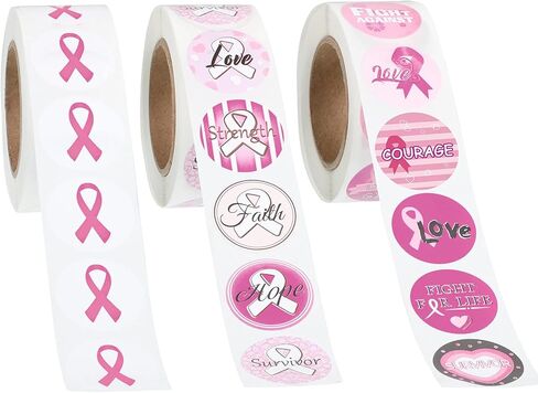 Outus 1500 Pcs Breast Cancer Awareness Stickers 1 Inch Pink Ribbon Stickers Motivational Sayings Sticker Assorted Designs Breast Cancer Decorations for Breast Cancer Event Party Decorations Supplies in Saudi Arabia