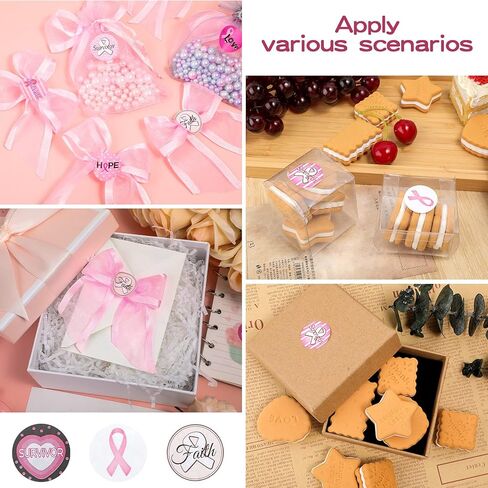 Outus 1500 Pcs Breast Cancer Awareness Stickers 1 Inch Pink Ribbon Stickers Motivational Sayings Sticker Assorted Designs Breast Cancer Decorations for Breast Cancer Event Party Decorations Supplies in Saudi Arabia