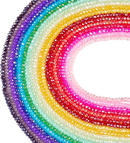 Beadthoven 2736pcs 3mm faceted route glass حبات ab ملونة من الزجاج الزجاجي خيوط قوس قزح briolette روندللي كريستال حبات الفواصل لمجوهرات صنع الأساور قلادات الأقراط in Kuwait