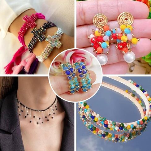Beadthoven 2736pcs 3mm faceted route glass حبات ab ملونة من الزجاج الزجاجي خيوط قوس قزح briolette روندللي كريستال حبات الفواصل لمجوهرات صنع الأساور قلادات الأقراط in Kuwait