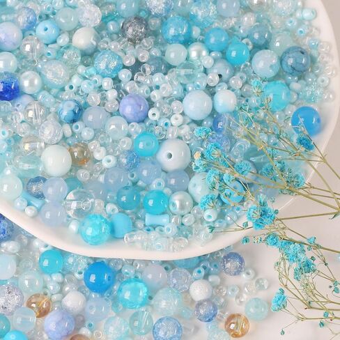 ToBeIT 1500Pcs Assorted Glass Beads Cracked Bead Spacer Seed Beads Set Multiple Sizes Glass Bead Craft Beading Bulk for Jewelry Making DIY Craft Bracelets Necklace Key Chains (Green) in Kuwait