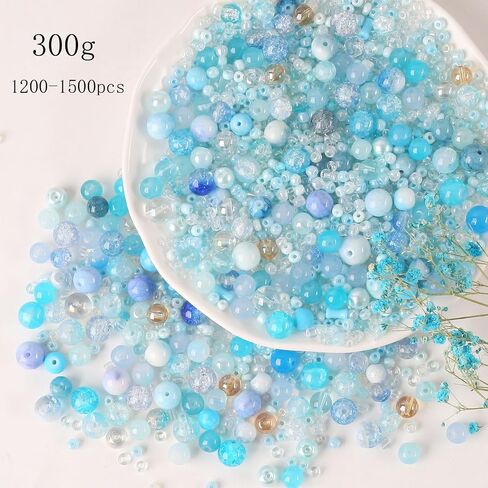 ToBeIT 1500Pcs Assorted Glass Beads Cracked Bead Spacer Seed Beads Set Multiple Sizes Glass Bead Craft Beading Bulk for Jewelry Making DIY Craft Bracelets Necklace Key Chains (Green) in Kuwait