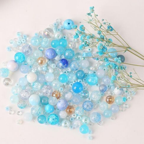 ToBeIT 1500Pcs Assorted Glass Beads Cracked Bead Spacer Seed Beads Set Multiple Sizes Glass Bead Craft Beading Bulk for Jewelry Making DIY Craft Bracelets Necklace Key Chains (Green) in Kuwait