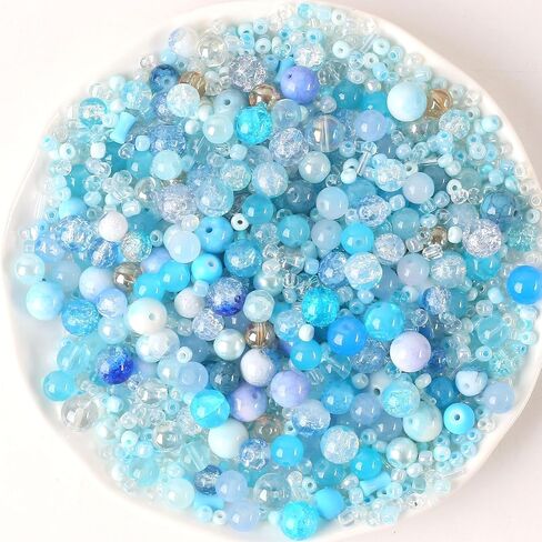 ToBeIT 1500Pcs Assorted Glass Beads Cracked Bead Spacer Seed Beads Set Multiple Sizes Glass Bead Craft Beading Bulk for Jewelry Making DIY Craft Bracelets Necklace Key Chains (Green) in Kuwait