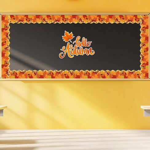 36 Ft Fall Leaves Bulletin Board Border Roll, Maple Leaves Border Autumn Leaf Bulletin Borders Trim for Thanksgiving Fall Autumn School Classroom Office Bulletins Board Party Decor in Saudi Arabia