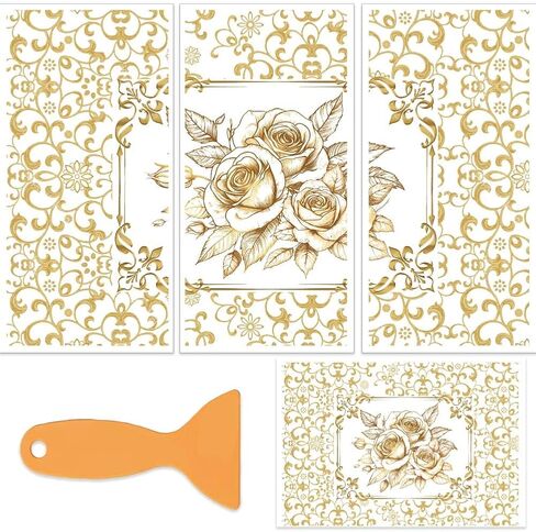 OLYCRAFT 3pcs/Set Brown Rose Rub on Transfers for Furniture and Crafts - 6x12 Inch Brown Flower PVC Stickers - Butterfly Decals - Home Decoration in Saudi Arabia