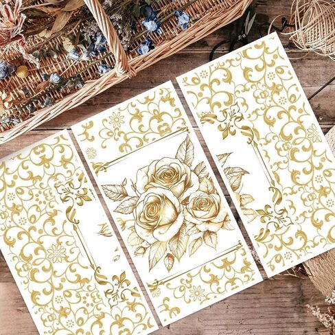 OLYCRAFT 3pcs/Set Brown Rose Rub on Transfers for Furniture and Crafts - 6x12 Inch Brown Flower PVC Stickers - Butterfly Decals - Home Decoration in Saudi Arabia