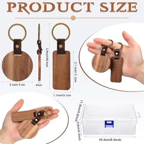 20 Pcs Blank Wooden Keychains Leather Keychains for Engraving Blanks Keychain with Container for DIY Employee Gifts Craft in Saudi Arabia