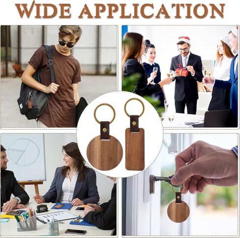 20 Pcs Blank Wooden Keychains Leather Keychains for Engraving Blanks Keychain with Container for DIY Employee Gifts Craft in Saudi Arabia